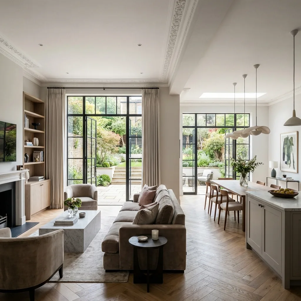 High-yield renovation with open plan living and herringbone floors