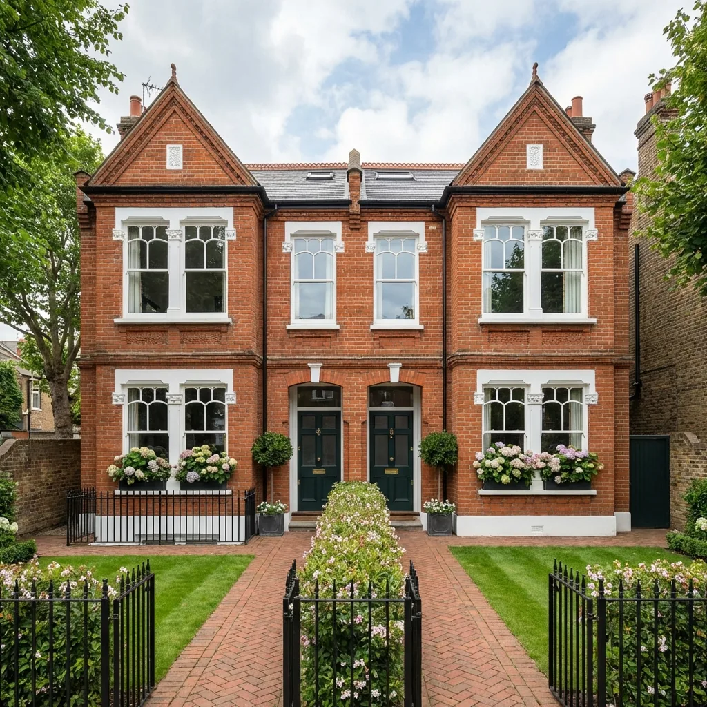 Symmetrical Victorian terrace houses representing good neighbourly relations